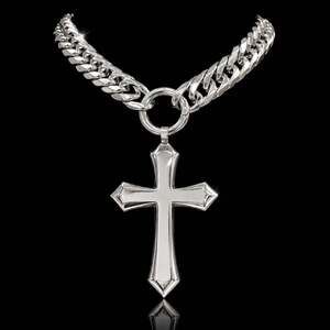 Chunky Silver cross pendant Necklace | 16”